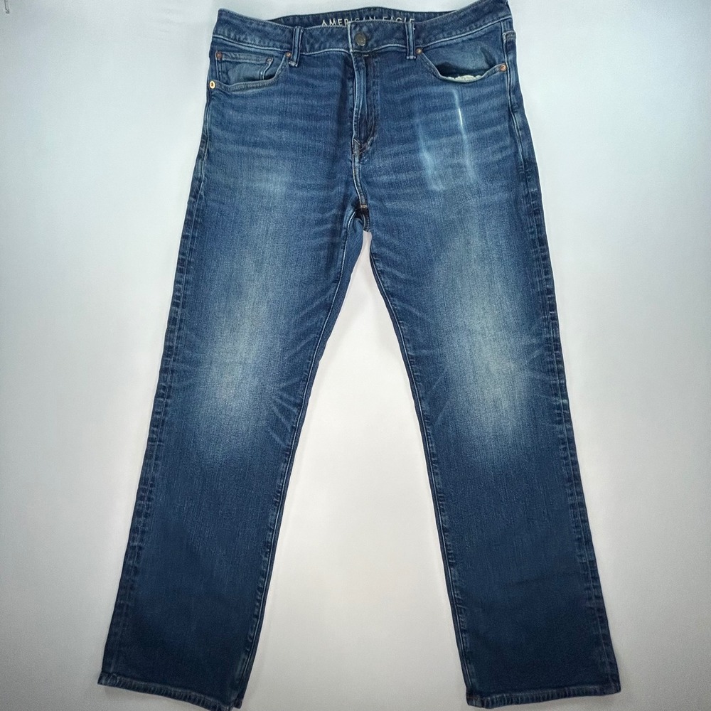 American Eagle Mens Airflex+ Original Bootcut Jeans Blue 36x32 Medium Wash